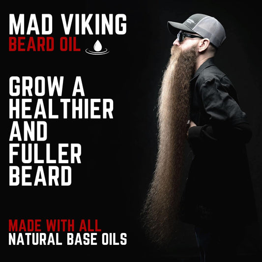 Mad Viking Fenrir Beard Oil – Hydrate, Soften, And Grow Your Beard Naturally. Fight Itch And Dandruff With A Bold Neroli, Rum & Tobacco Scent. Made In The USA - 2oz