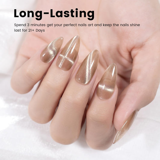 RARJSM Cat Eye Gel Nail Polish Nude Skin Tone Color Silver Glitter 15ml 9D Cateye Galaxy Universal Shimmer Velvet Ice Gel Polish with Magnetic Stick UV LED Curing Require Soak Off Home Salon