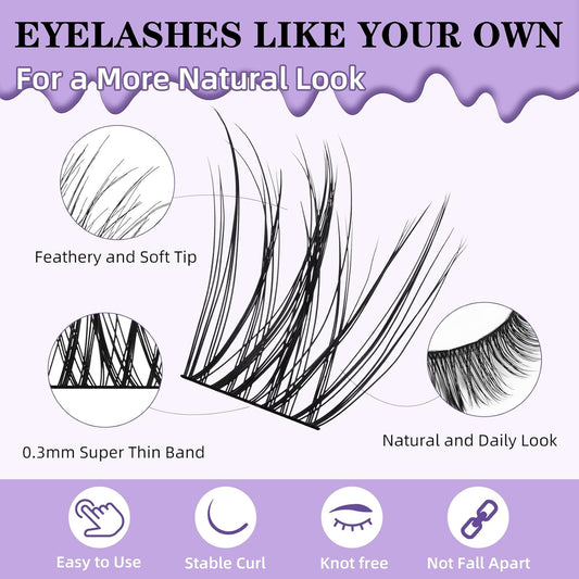 B&Qaugen Lash Clusters Kit Natural Lash Extension Kit for Beginners Z16 156 PCS Wispy Eyelash Extension Kit 8-18 Mixed Cluster Eyelash Extensions Kit D Curl Diy Lash Extension Kit at Home（kit，Z16）