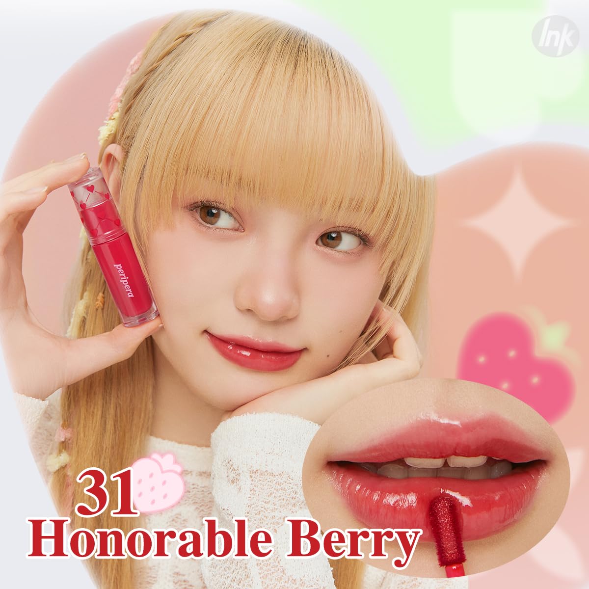 Peripera Ink Mood Glowy Tint (031 HONORABLE BERRY), Long-Lasting Lip Stain, Korean Lip Tint, K Beauty