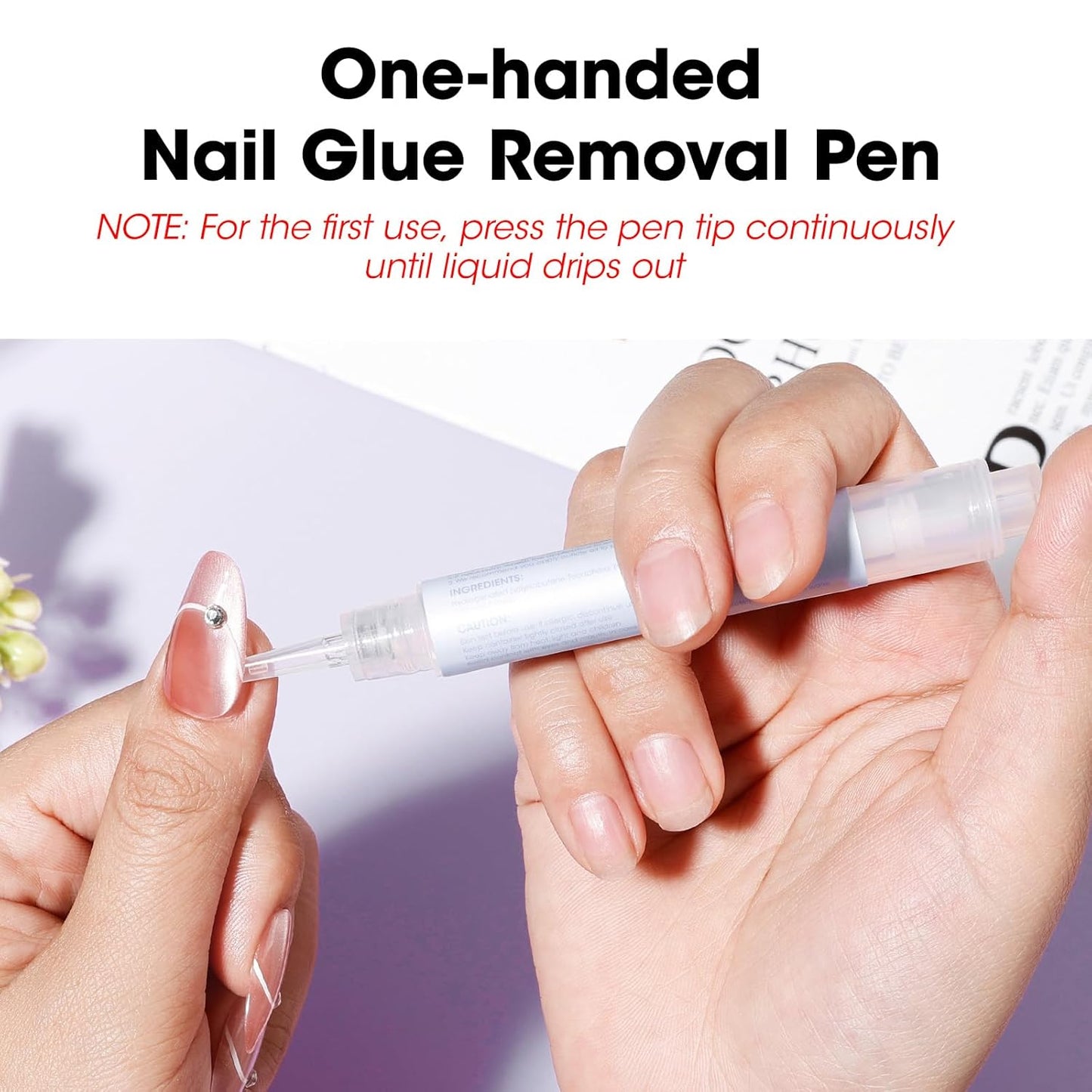 Gellen Nail Glue Remover 5 Pcs, Glue Remover Pen for Press on Nails, Non Acetone Press on Removal, 10s Quick Remove for Nail Tips Fake Nails Solid Glue Gel