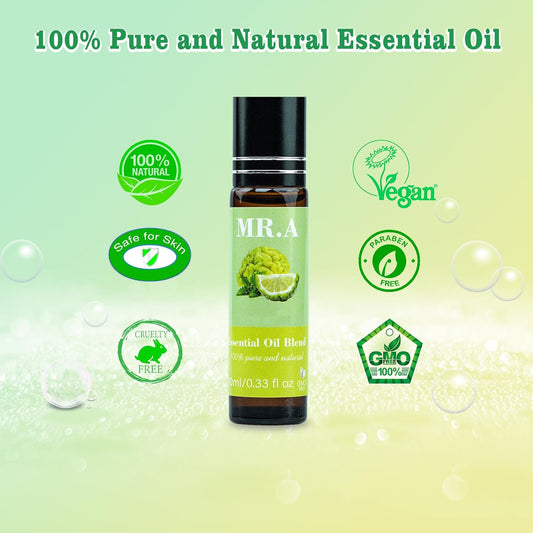 4 Pack Essential Roll On Blend Oils Set, 100% Natural Fragrance Oil, Aromatherapy Roll On Blend Oil with Pure Lavender, Petitgrain, Bergamot, Marjoram Oil, Gift for Women Men 0.33 fl.oz