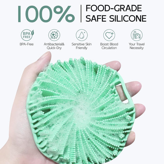 Silicone Body Scrubber, Exfoliating Body Wash Scrubbers Exfoliator, Shower Body Brush for Effective Showering Exfoliation and Gentle Massage (Green)