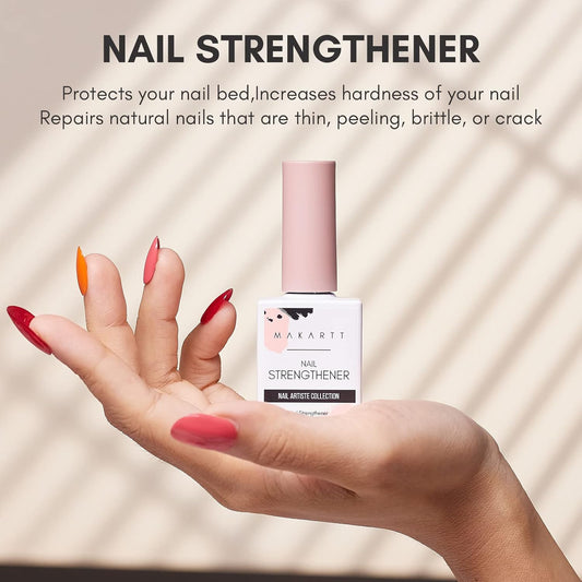 Makartt Gel Nail Strengthener Reinforce Polish, Nail Strengthening Repair Polish Nail Hardener for Treating Weak Damaged Peeling Nails Clear Soak Off Gel Lacquer Long Lasting Professional DIY Nail Art
