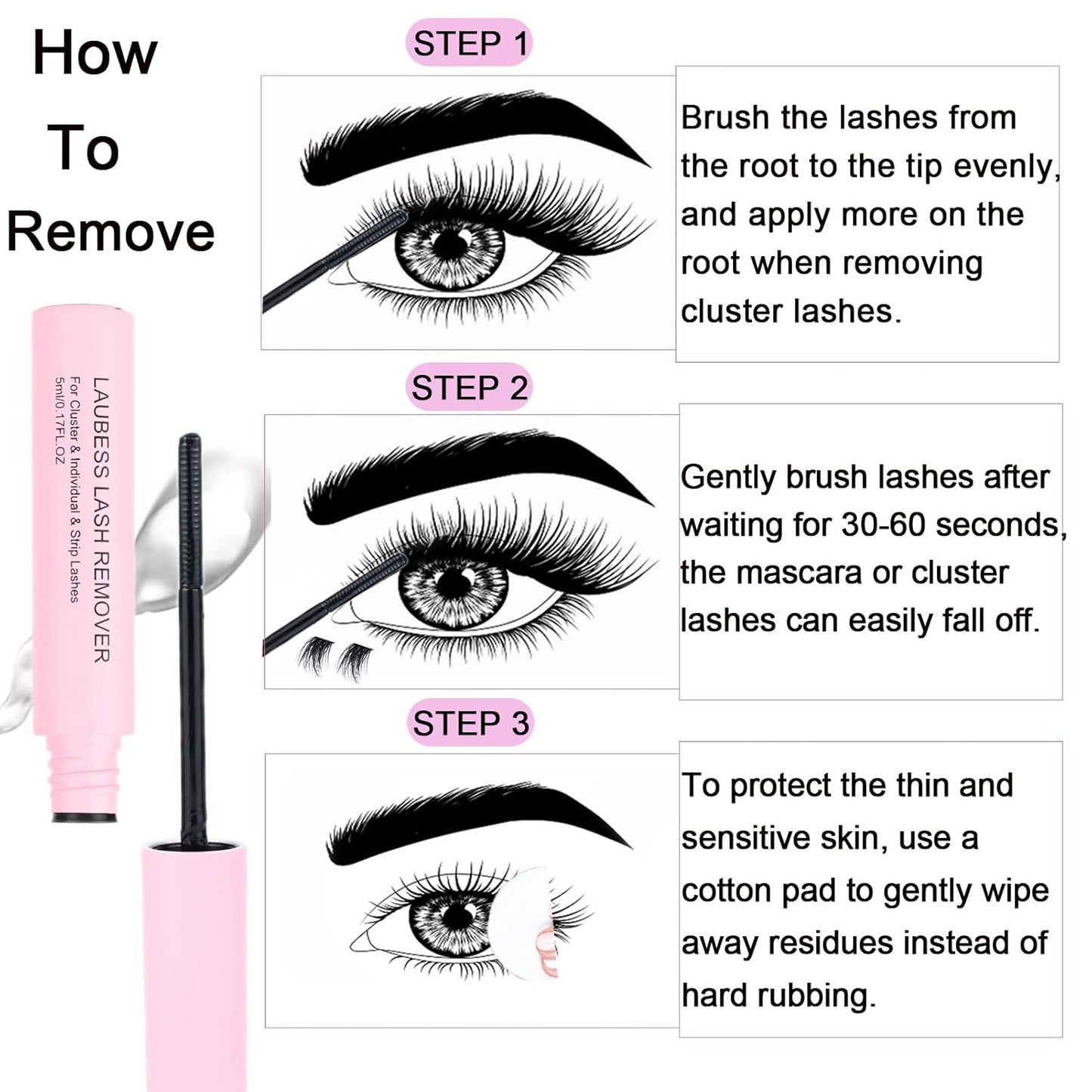 Lash Extension Kit LAUBESS Lash Clusters Kit Cluster Eyelash Extensions Kit Eyelash Clusters Lash Bond and Seal Waterproof Tweezers Brush Lash Glue Remover (Kit 30D/40D-D-Mix9-16)
