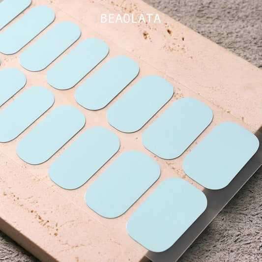 Nail Polish Strips, 32PCS Salon Quality Wraps, Long Lasting Gel Nail Stickers for Women Easy Apply& Remove (Moonlight Marine Blue)