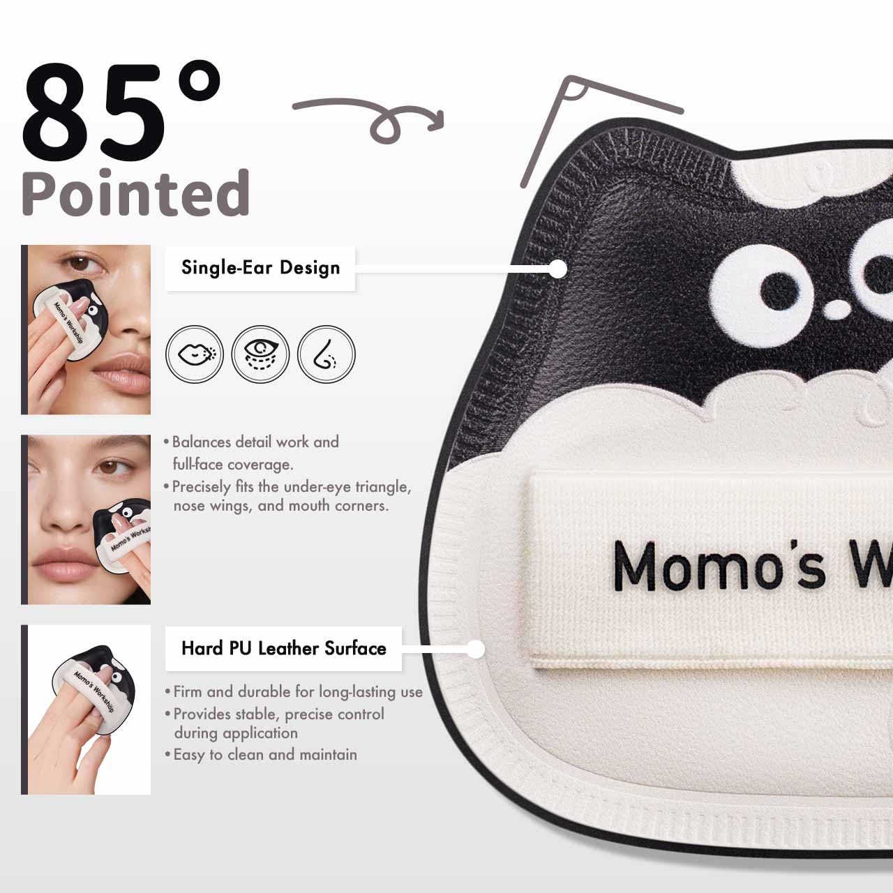 Lamb Toto Airy Marshmallow Puff,Makeup Sponge,Rubycell Material,Pointed Tip for Concealer + Flat Side for Foundation, Longwear Makeup, Travel Friendly & Reusable,2pcs Puffs & Storage Case