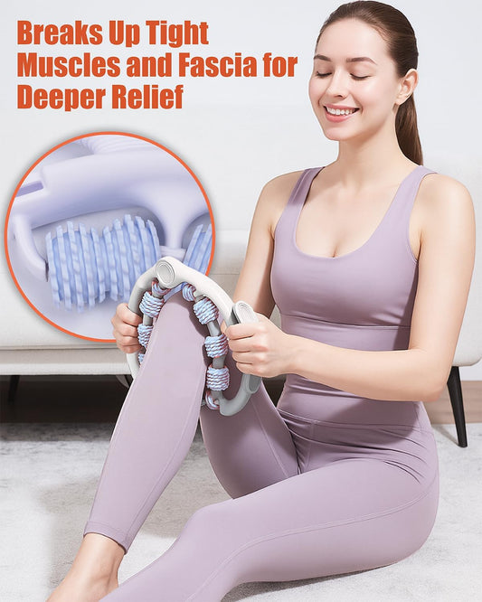 Anti Cellulite Roller & Lymphatic Drainage Massager | Fascia Blaster for Contoured & Smoother Skin | Tool for Sore Arms, Legs, Stomach & Buttocks (Blue)
