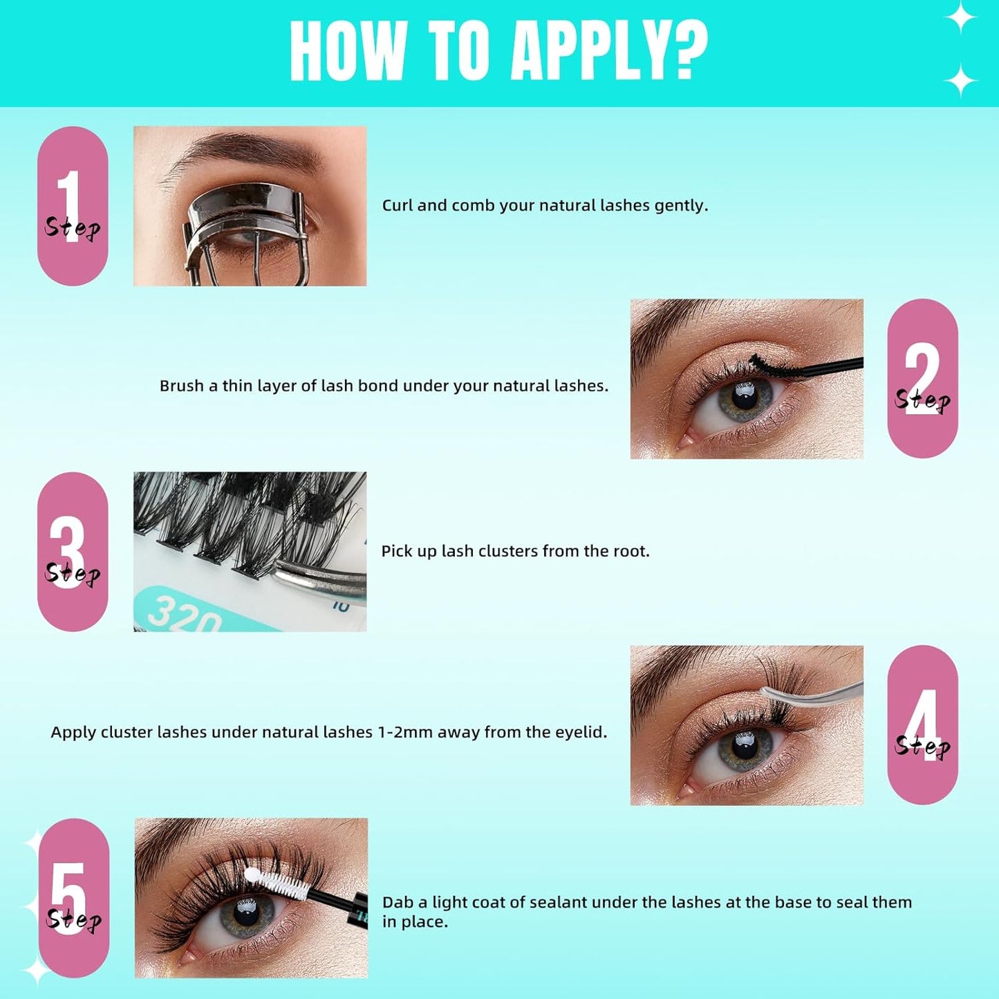 Lash Clusters Wispy 320PCS Eyelash Extension 30D 40D Cluster Lashes Individual Lashes DIY Lash Extension Natural Look Cluster Eyelash Extensions Soft False Eyelashes at Home for Beginners(D-Mix9-16mm)