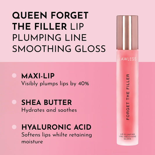 Lawless Women's Forget The Filler Lip Plumper Line Gloss - Queen Size, Cherry Vanilla, Red, 0.19 Fl Oz (Pack of 1)