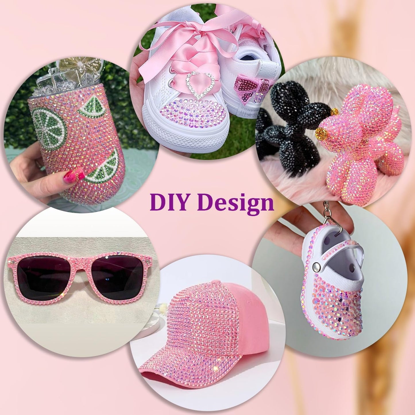 Resin Jelly Rhinestones for Crafting with B7000 Jewelry Glue, 2 Boxes Light Pink AB Flatback Crystals with 3Pcs 10ml Glue, Bedazzling Non Hotfix Gems for DIY Tumblers Clothing Shoes Manicure