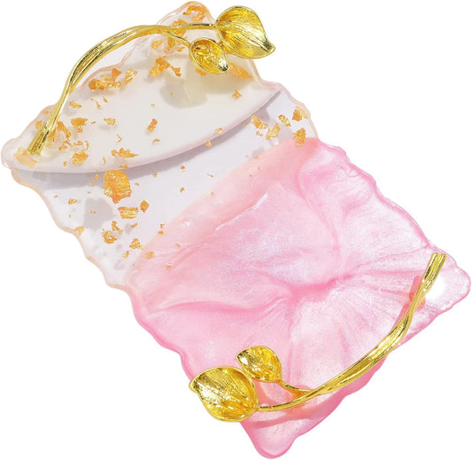 Resin Nail Art Palette, Nail Art Painting Palettes with Nail Palette Stirring Rod Gold Edge Nail Holder Nail Art Display Board Fashion Delicate Nail Tool Accessories, Type 2