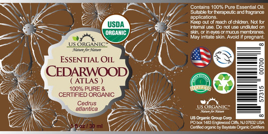 US Organic 100% Pure Cedarwood Essential Oil (Atlas) - USDA Certified Organic, Steam Distilled (More Size Variations Available) (30 ml / 1 fl oz)