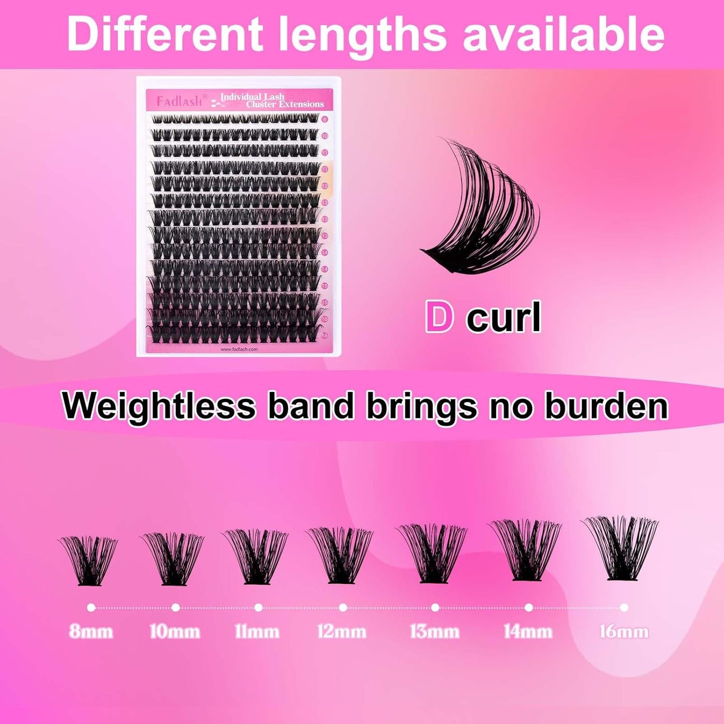 Cluster Lashes D Curl Lash Clusters 280 Pcs Lash Extension Clusters Individual Lashes Soft DIY Eyelash Extensions Mixed Tray Eyelash Clusters Natural Look (80D-0.07D, 8-16mm)