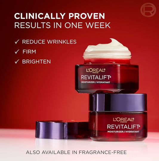 L'Oreal Paris Revitalift Triple Power Anti-Aging Face Moisturizer, Fragrance Free, Pro Retinol, Hyaluronic Acid & Vitamin C to Reduce Wrinkles, Firm & Brighten Skin, 2.55 Oz