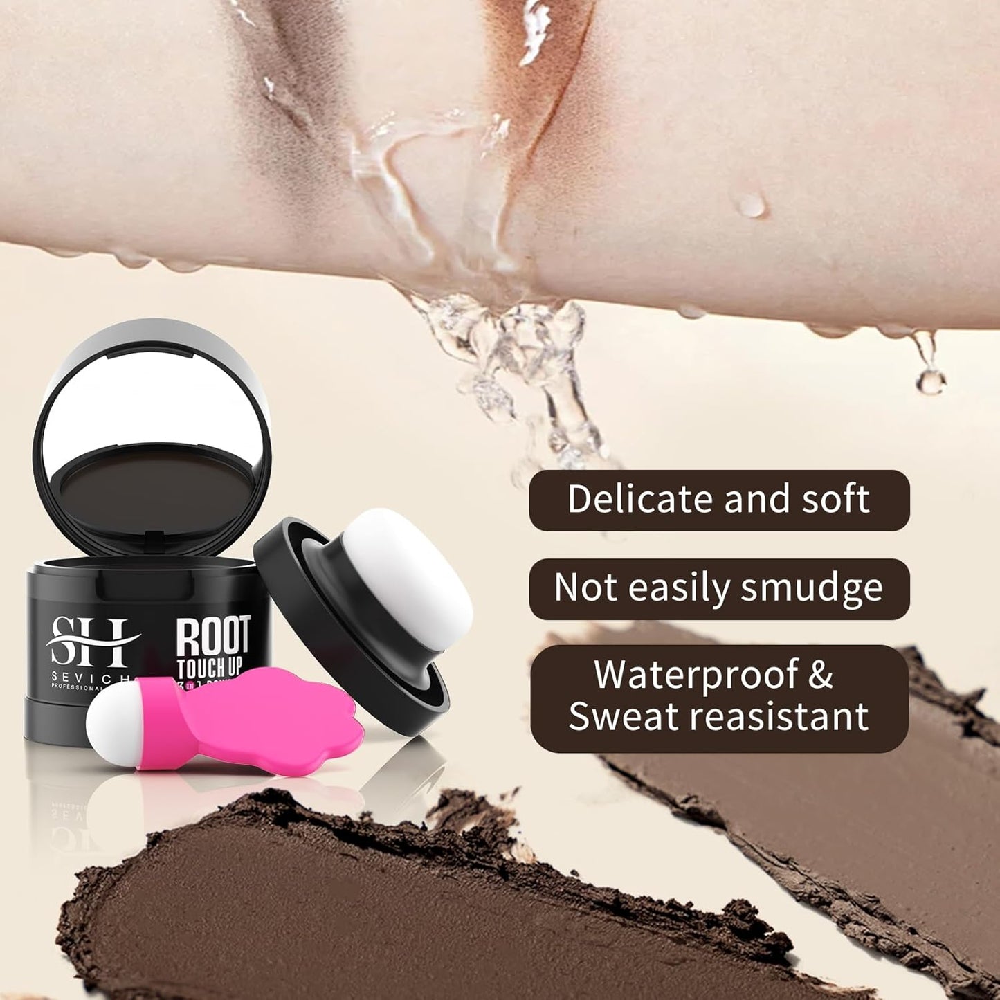 Sevich Hairline Powder 2.0，Instantly Conceals Hair Loss, Root Touch up Powder, Hair Shadow Toppers for Women & Men Thinning Gray Hair, Windproof & Sweatproof, 48H Makeup Lasting, Black