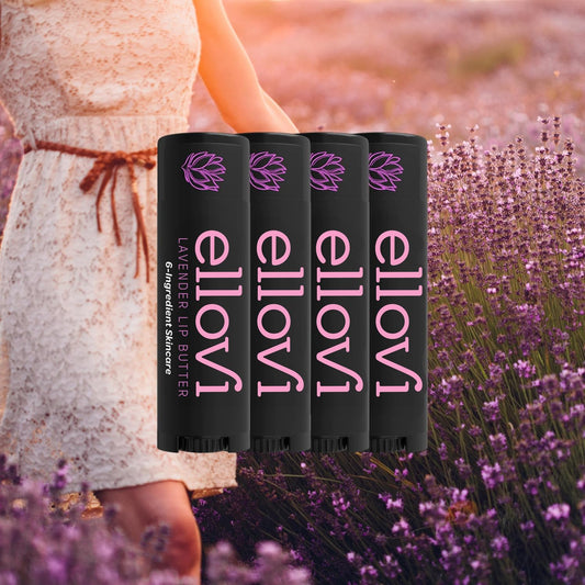Natural Lip Butter Lip Balm - Lavender - Pure Enough to Eat - Made With Just 6 Vegan Ingredients - Moisturizing Lip Care for All Day Hydration (4-Pack)