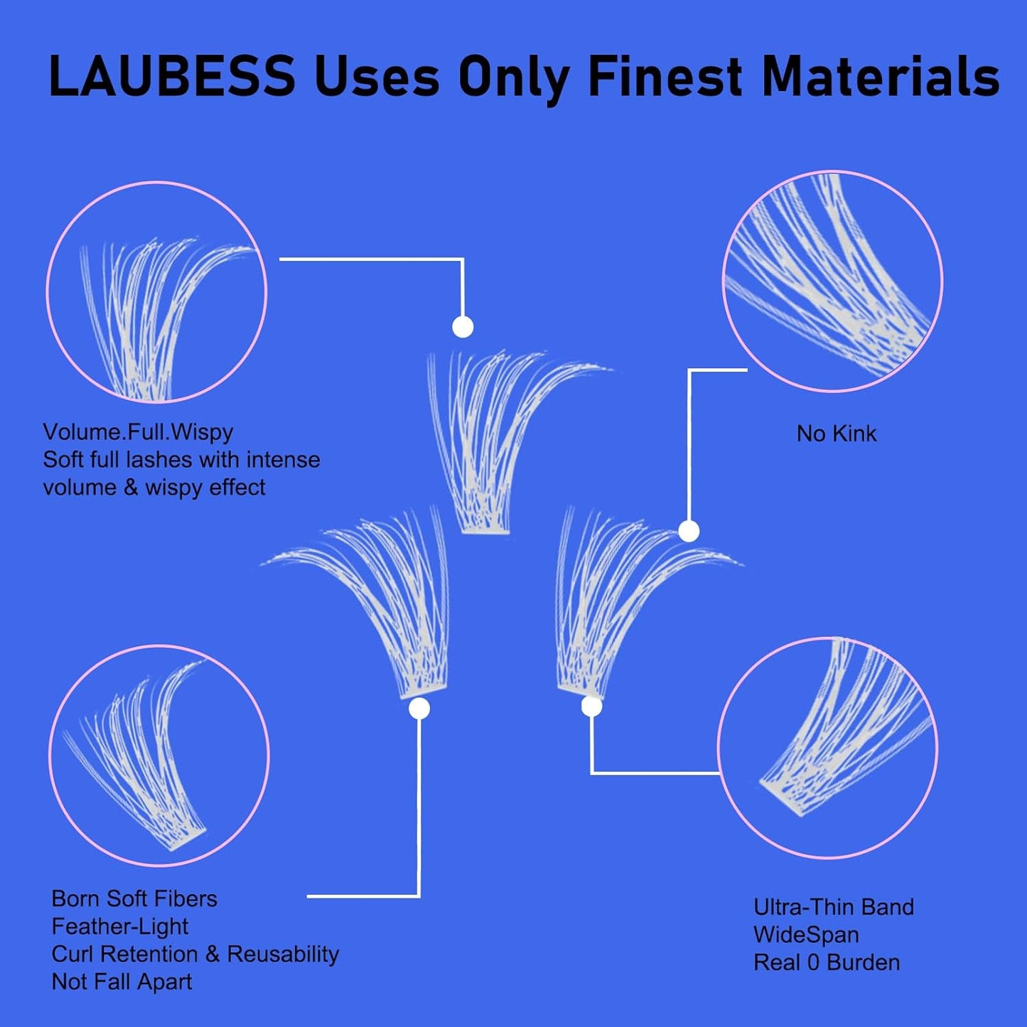 Colored Lash Clusters LAUBESS White Colored Eyelash Clusters Wispy Colored Lash Extensions Colorful Lash Clusters Individual Lashes (White 40D-0.07D-Mix8-16)