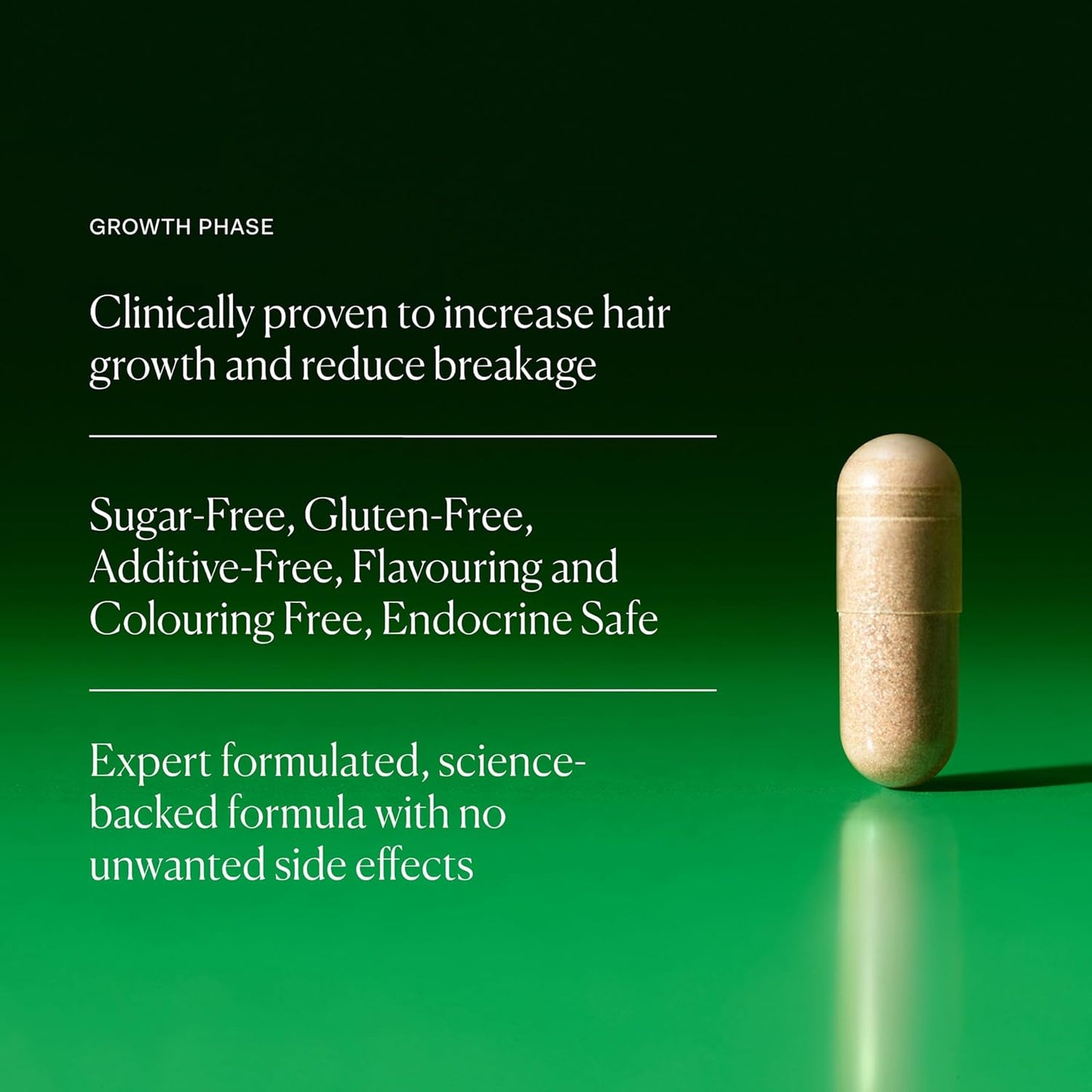 The Nue Co. GROWTH Phase Supplement, Supports Hair Growth, Reduces Breakage, Thicker & Fuller Hair, Contains Vitamins, Reishsi Mushrooms, Proteins & Adaptogens, Vegan, Gluten Free, 90 Capsules