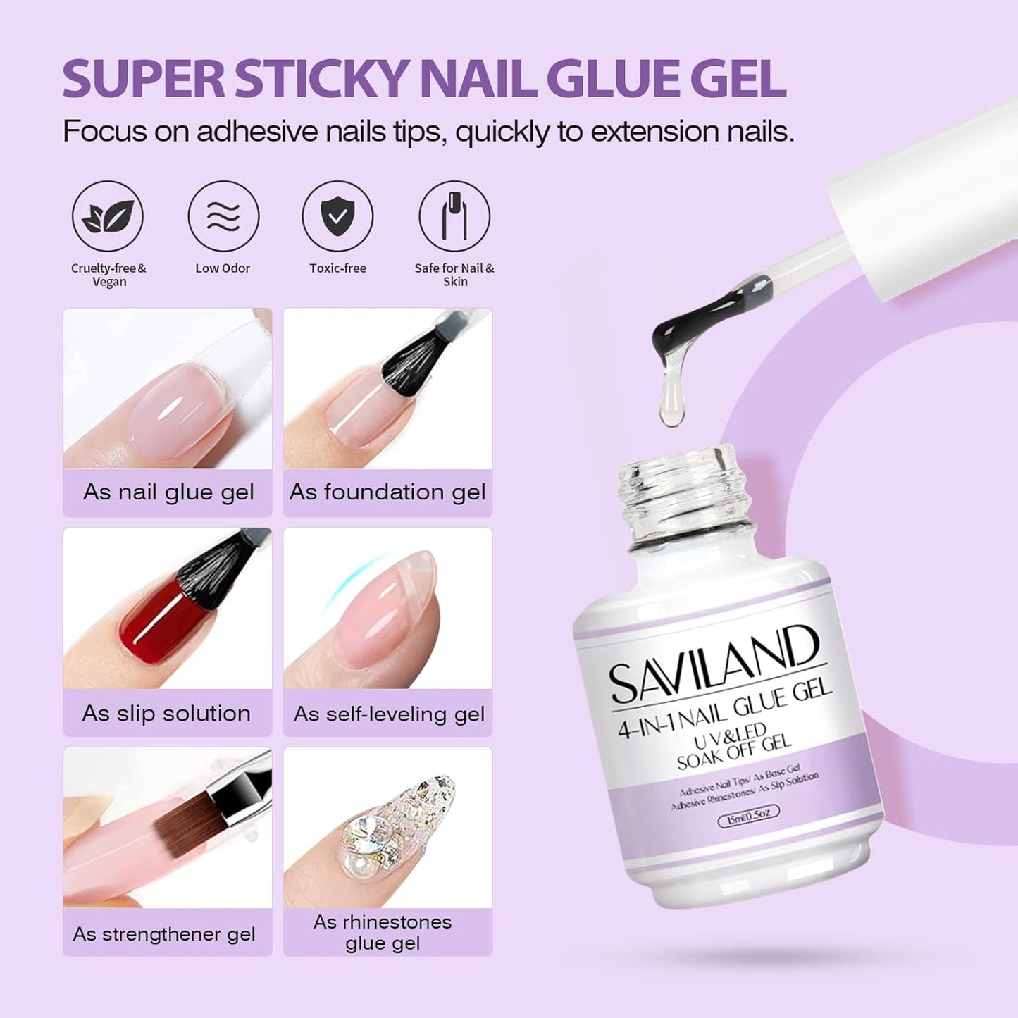 SAVILAND Gel Nail Kit with Drill: ALL-IN-1 Beginner Nail Kit, 0.5Oz U V Nail Glue Gels, Gel Nail X Kit with Lamp, 500 Pcs Long Coffin Tips Nails Builder Kits, Salon At Home Manicure Gift for Women