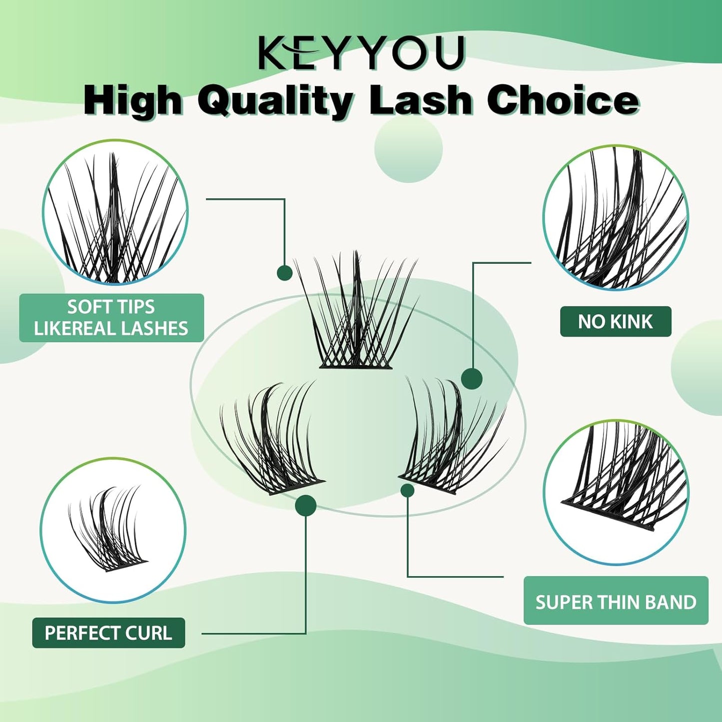 Lash Clusters,96 Pcs Cluster Lashes D Curl 16mm DIY Lash Extensions Eyelash Clusters,KEYYOU Volume Wispy Individual Lashes Soft&Comfortable Easy DIY at Home(Y09,D-16mm)