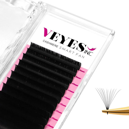 VEYES INC Cashmere Smart Fan Lash Extensions 0.03 0.05 0.07 C/CC/D Curl 8-20mm Mixed & Single Length, Super Matte Black Volume Lashes, Professional Supplies for Lash Techs (0.05 C 13mm)