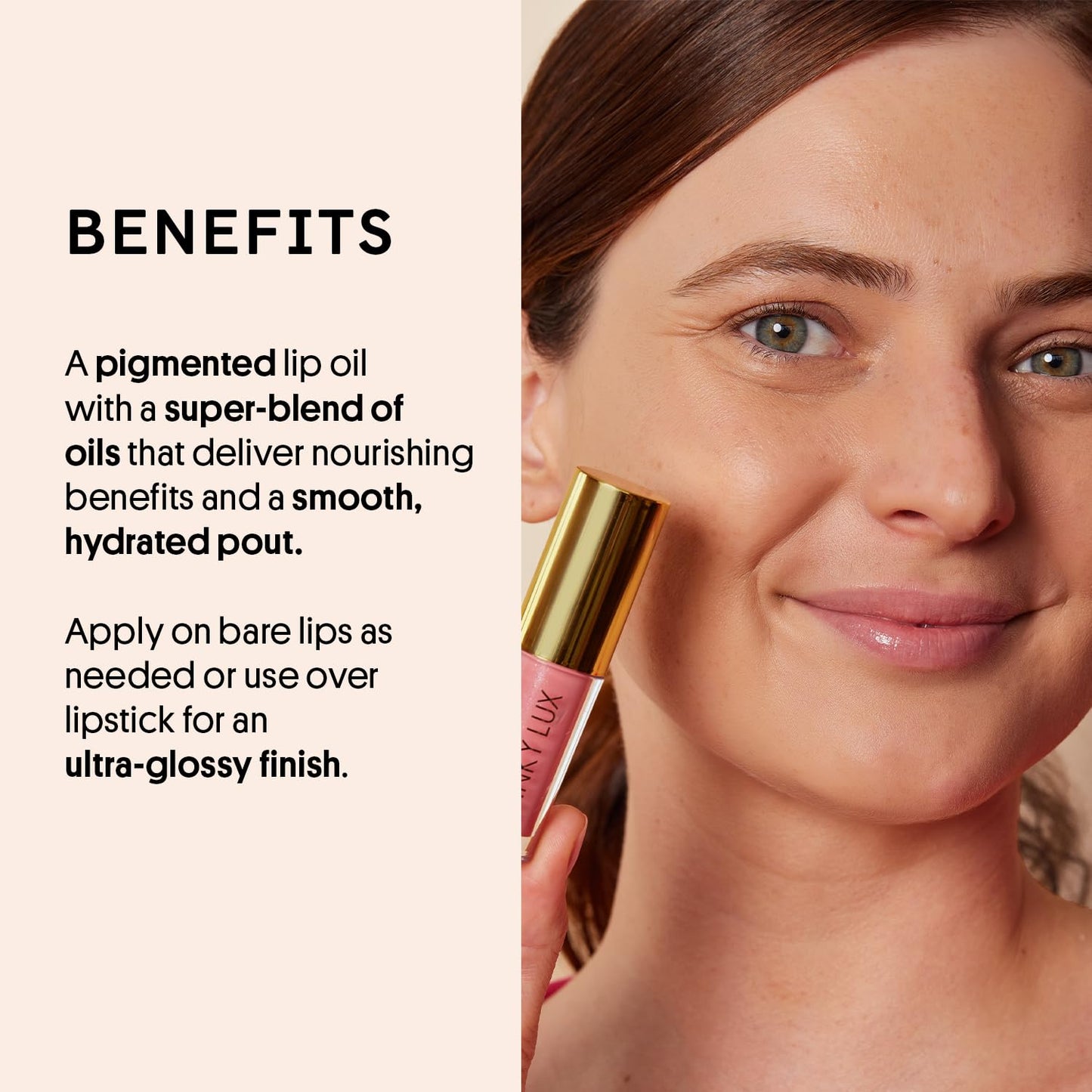 Winky Lux Passion Very There Lip Oil - Hydrating Baby Pink Tint with Jojoba Oil, Non-Sticky Glossy Lip Oil, Tinted Pink Gloss for Juicy Lips & Soft Vanilla Scent