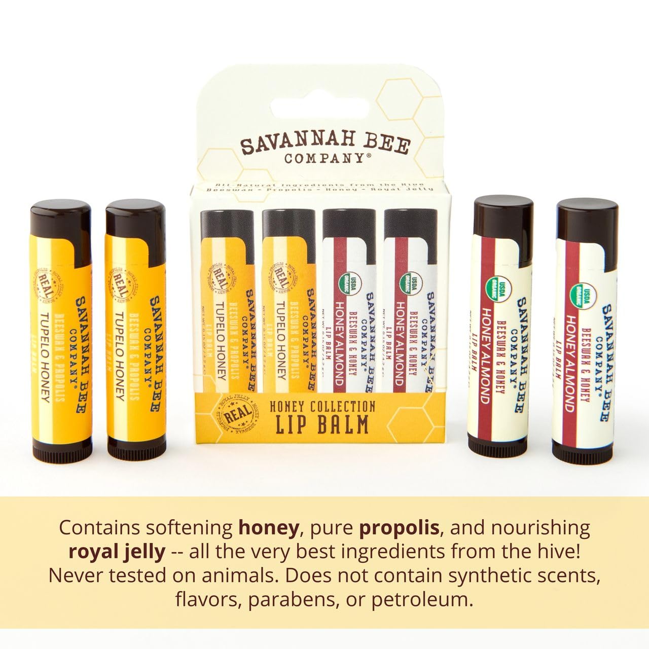 Savannah Bee Collection Lip Balm - Nourishes Dry Lips for All Day Comfort