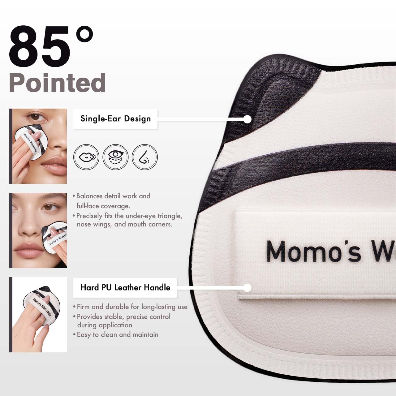 Panda Air Marshmallow Puff,Makeup Sponge,Rubycell Material,Pointed Tip for Concealer + Flat Side for Foundation, Longwear Makeup, Travel Friendly & Reusable,2pcs Puffs & Storage Case