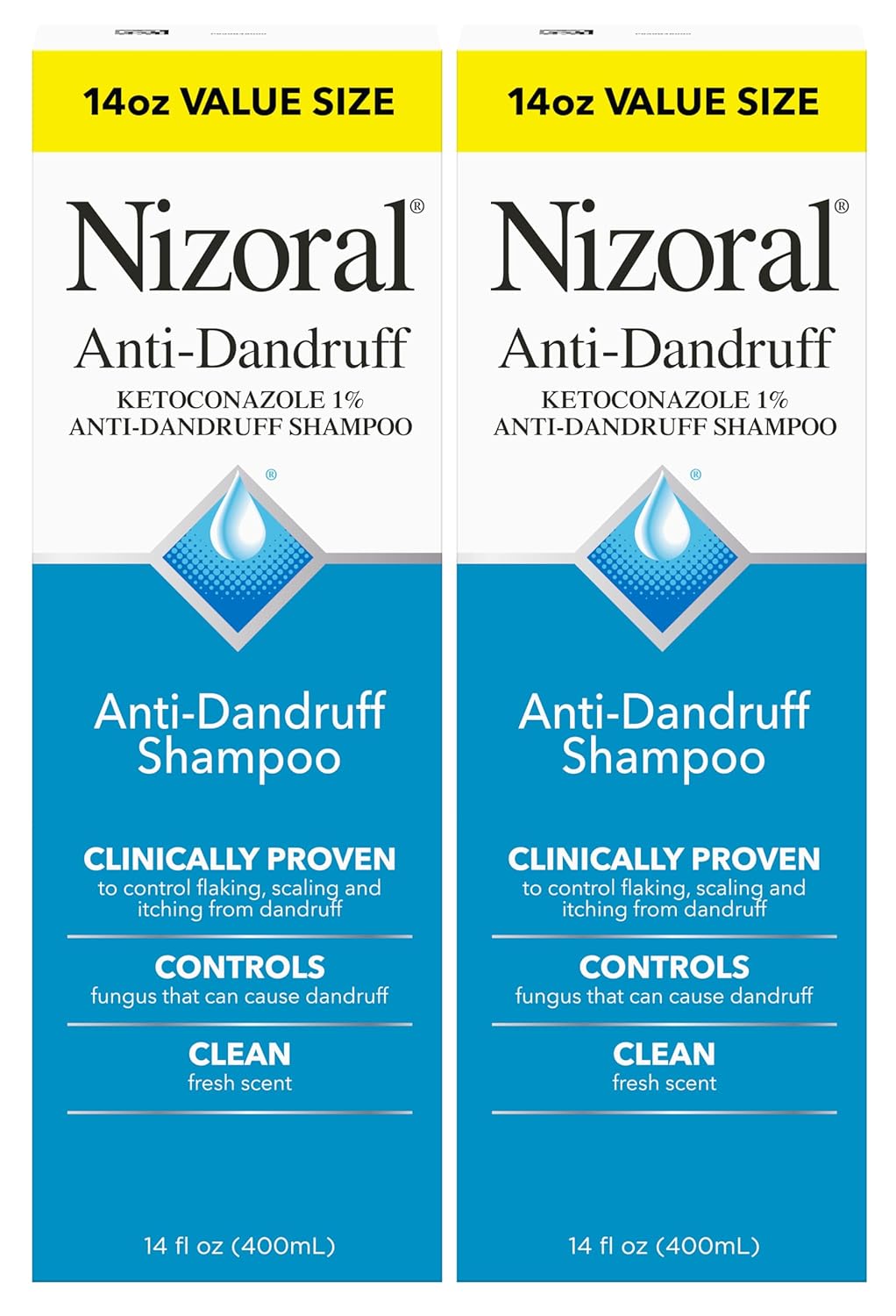 Nizoral Anti-Dandruff Shampoo with 1% Ketoconazole, Fresh Scent, 14 Fl Oz (Pack of 2)