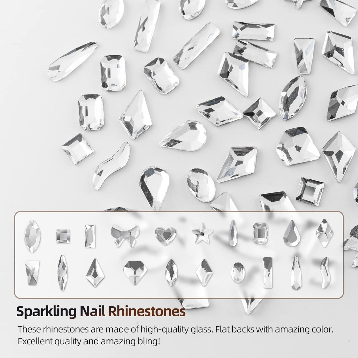 Nail Art Rhinestones, Nail Gems and Rhinestones Kit with Wax Pencil 1000 Pcs Flatback Rhinestones for Nails Decorations, Crafts, Makeup, Face, Clothes, Shoes