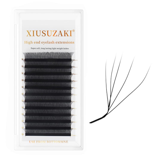 W Lash Extensions 5D Eyelash Extensions W Shape 0.07mm Thickness L Curl 14mm Premade Fans W Lashes Individual Lashes Matte Black 12 Rows False Eyelashes Volume Lashes(W-5D-0.07-L,14mm)