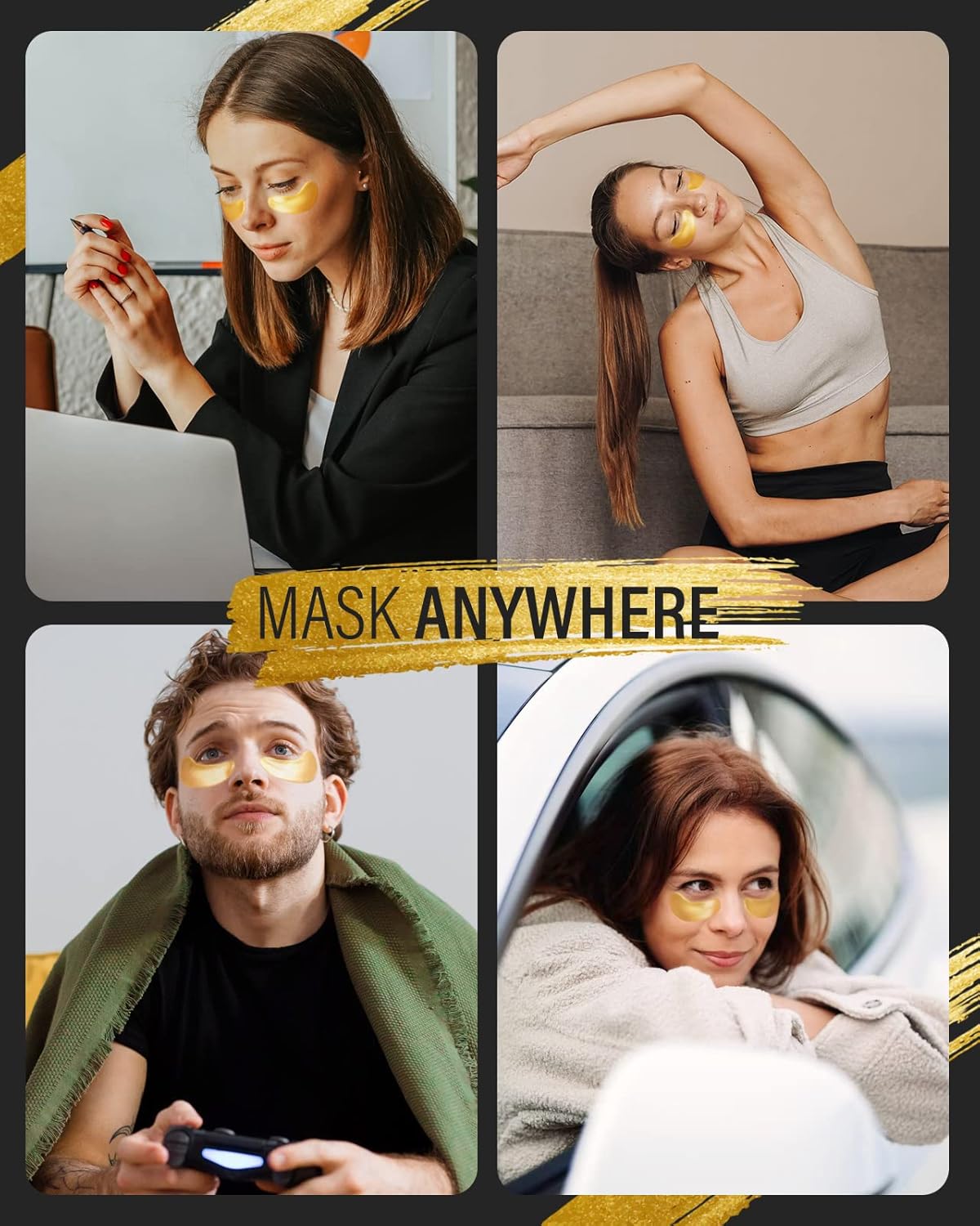 24k Gold Under Eye Patches (50 Pairs), eye mask, Collagen Skin Care Products, Eye Patches for Puffy Eyes, eye masks for dark circles and puffiness