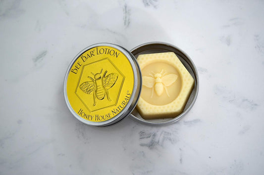 Honey House Naturals Bee Bar Duo – Vanilla - Small .6 Ounce and Large 2 Ounce– All Natural Ultra Moisturizing Lotion Bar Infused with Essential Oils and Butters – Made in USA