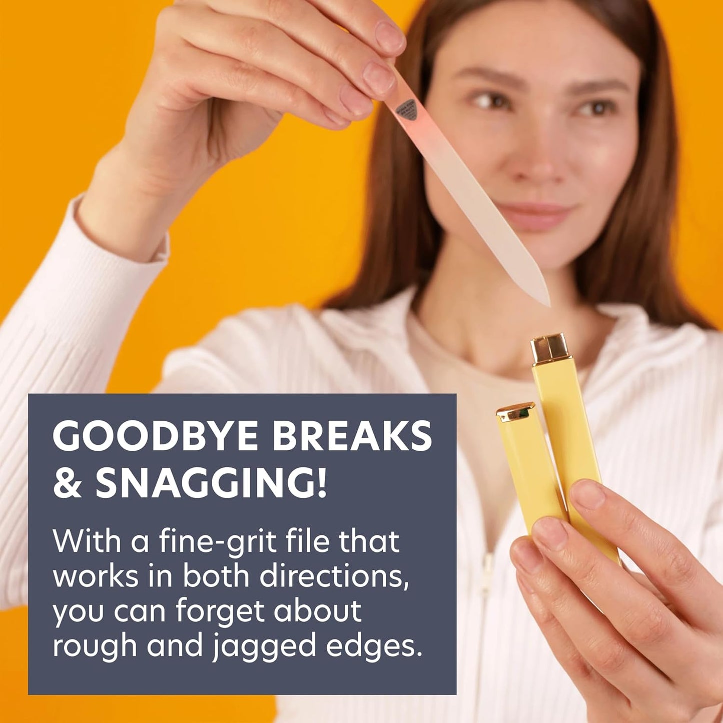 Bona Fide Beauty Czech Glass Nail File for Natural Nails, 1PC Gold Orange High Grit Crystal Nail Filer (180/240) Handcrafted Nail Care from The EU