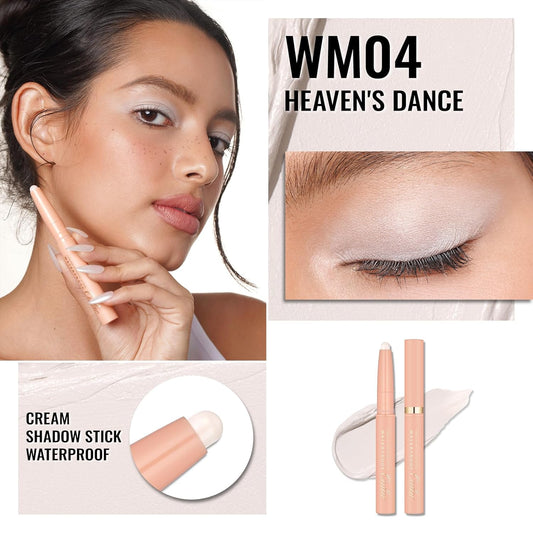 Oulac Milky White Eyeshadow Pencil – Twist-Up Waterproof Crayon, Subtle Shimmer Finish, Vegan & Cruelty-Free, 1.25g, WM04 Heaven's Dance