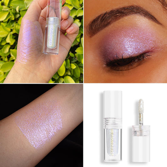 MAKI YIKA Glitter Eyeshadow Silver Multichrome Eyeshadows Long Lasting, Metallic Chameleon Eye Shadow Smudgeproof Holographic Eye Topper Glitters (#8 Dream)