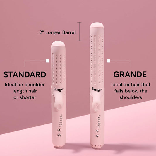 L'ANGE HAIR Le Duo Standard 360° Airflow Styler | 2-in-1 Curling Wand & Titanium Flat Iron Hair Straightener | Professional Hair Curler with Cooling Air Vents | Dual Voltage & Adjustable Temp (Blush)