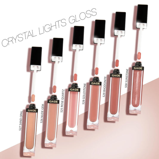 GA-DE Crystal Lights Lip Gloss, 525 - Enriched with Light-Reflecting Crystal Pearls - Smooth Silky, Rich Color - Moisturizes and Adds Shine - 0.2 oz