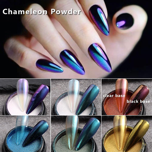 10Pcs Chrome Nail Powder Set, Holographic Unicorn Laser Nail Powder, Aurora Mermaid Iridescent Chameleon Mirror Effect Pigment Glitter Dust for Salon Home Nail Art DIY Decorations