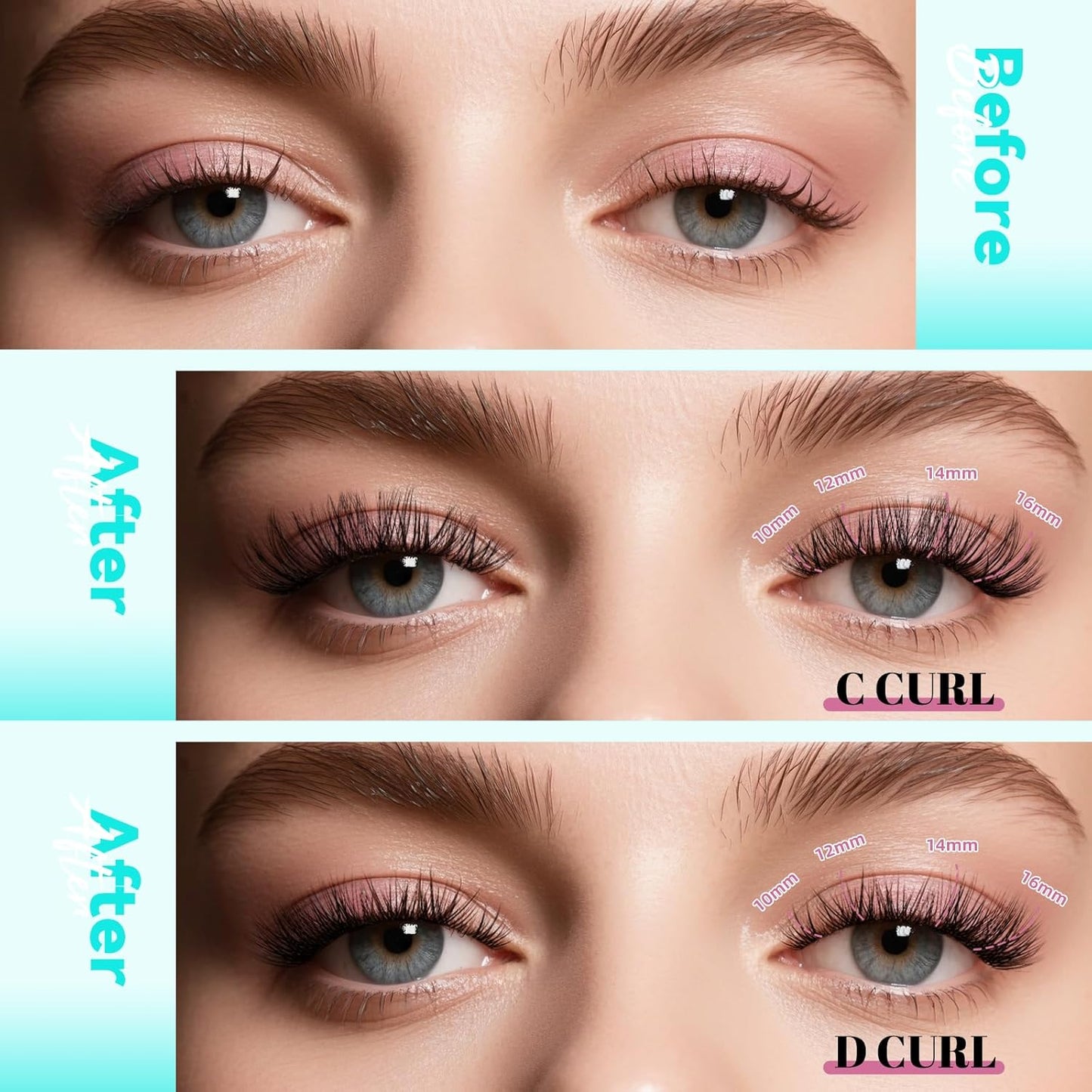 Wispy Lash Clusters Eyelash Extensions 144pcs Individual Lashes Cluster 16mm D Curl Fake Eyelash with Thin Band DIY Cluster Lashes At Home For Beginners (D-16mm)