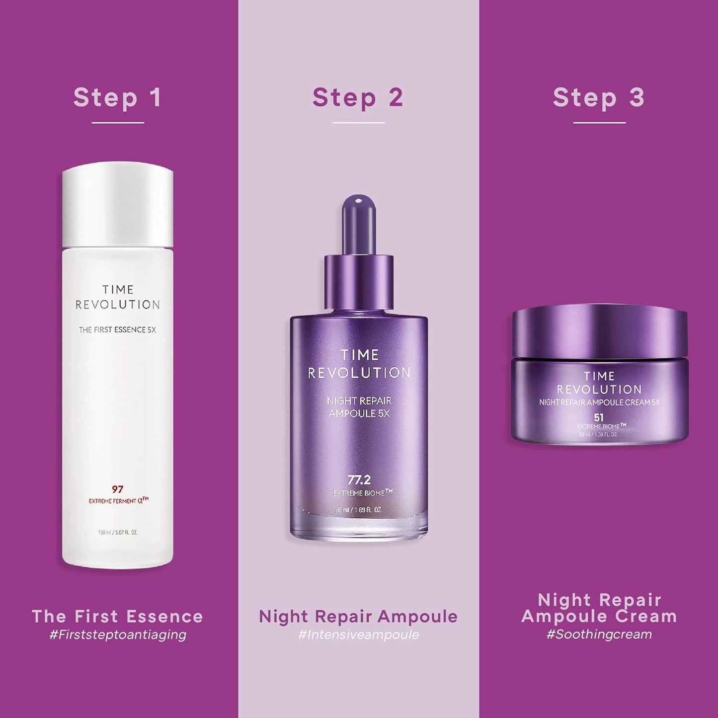 MISSHA Time Revolution Night Repair Ampoule Cream (5th Gen) 1.69 Fl Oz - Triple Fermented Deep-Sleep Night Cream - Overnight Care for Enhanced Radiance, Korean Skincare