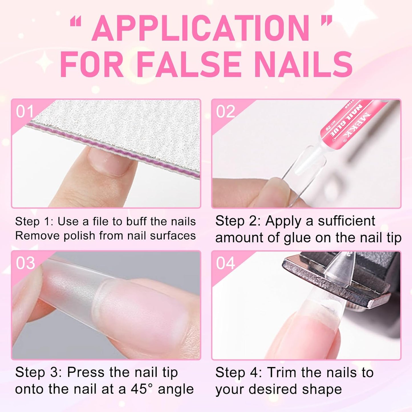 MEKK Nail Glue,Super Strong & Long-Lasting Nail Glue for Acrylic Nails,Press Ons & Nails Tips,Professional Adhesive for Nail Art Supplies,0.07OZ/PCS (24PCS)