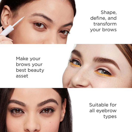 Arches and Halos Angled Bristle Tip Waterproof Brow Pen - Water Based and Smudge Proof Eyebrow Pencil - Extended Wear - Dark Brown - 0.051 oz