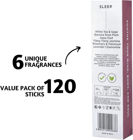 Folkulture Incense Sticks | Set of 6 (120 Non Toxic-Stick) | 45 Mins Burn Time | Rosemary, Jasmine, Lavender and Sage Inscents-Stick | Organic Sleep Incense | Insence-Sticks Variety Pack