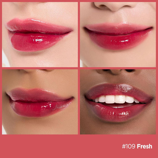 Laka Fruity Glam Lip Tint Mini, Glowing Lip Stain with Wide Color Spectrum, Hydrating & Lightweight Texture, Long-Lasting Bold Stain, Non-Sticky, Vegan, K-Beauty (#109 Fresh)