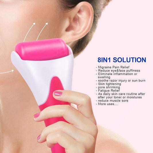 Teenitor Ice Roller, Cold Therapy for Face & Eye Puffiness Relief, Reduce Inflammation, Swelling, and Pain, Mint Scent, Red