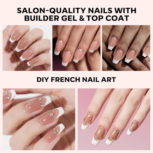 modelones French Tip Press on Nails, 150Pcs Long Square Fake Nails with Nail Box, Deep Nude Gel Nail Tips for Women, Soft Glue-On Nails for Natural Salon Look, DIY Nail Art Kit (15 Sizes)