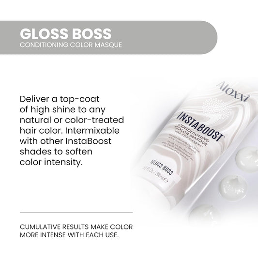 ALOXXI InstaBoost Conditioning Color Mask in Gloss Boss, Adds Glossy Shine and Deeply Conditions Hair, 6.8 Fl Oz