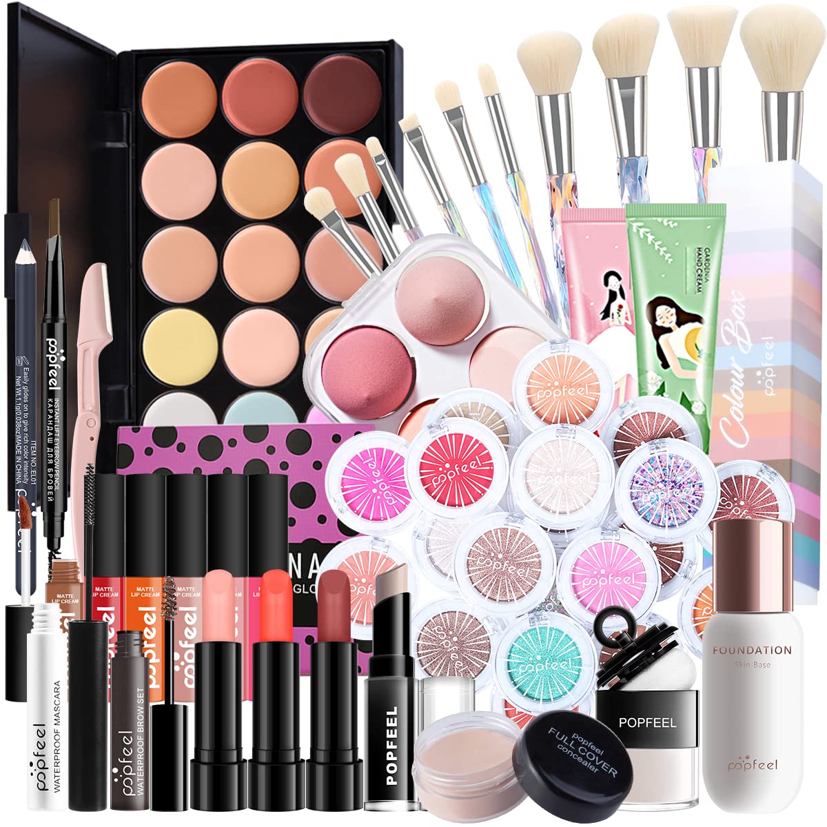 All-in-one Holiday Make up Gift Set | Makeup Kit for Women Full Kit Essential Starter Bundle Include Eyeshadow Palette Lipstick Blush Foundation Concealer Face Powder Mascara Lipgloss Brush